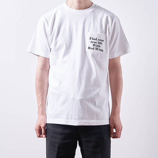 Find your true life T-shirt / Pocket-print White | レッド